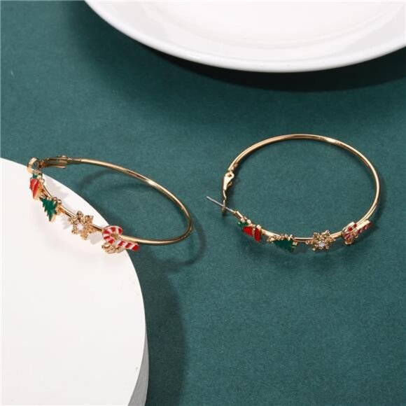 Adorable Christmas Hoop Earrings | Holiday Tree, Snowman - Picture 5 of 5